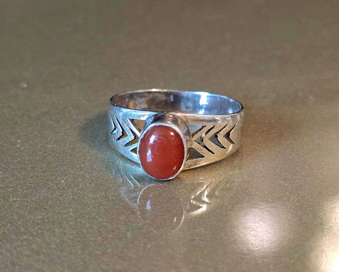 네이티브 아메리칸 스타일 카넬리안 원석 은 반지 상품이미지2