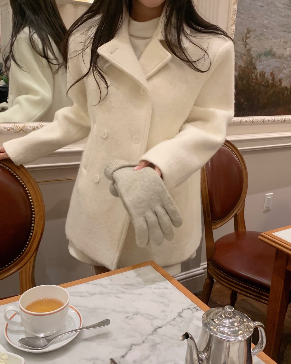 Leeds 리즈 클로티 알파카 하프 코트(아이보리) 상품이미지1