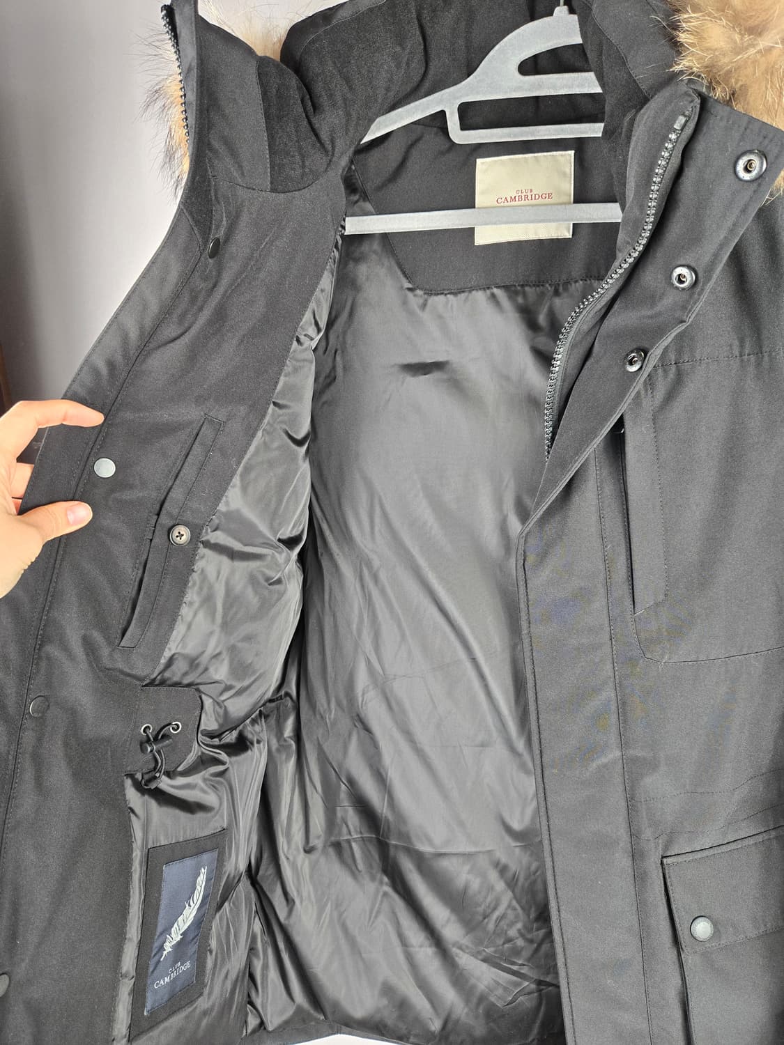 [무료배송]클럽 캠브리지 95 남성 라쿤퍼 덕 다운 패딩 점퍼 블랙 상품이미지7