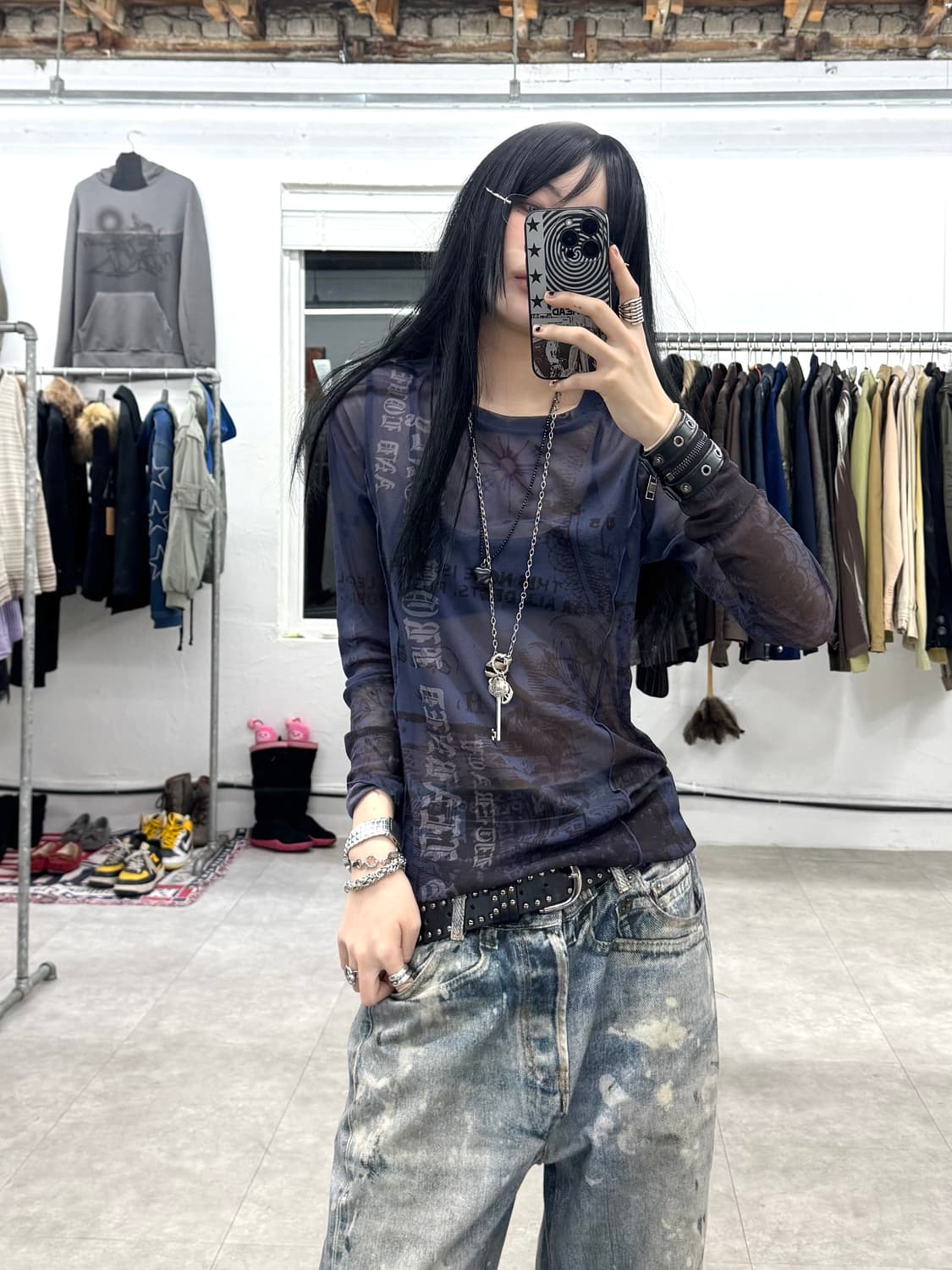 Jeanasis 시스루 블라우스 상품이미지8