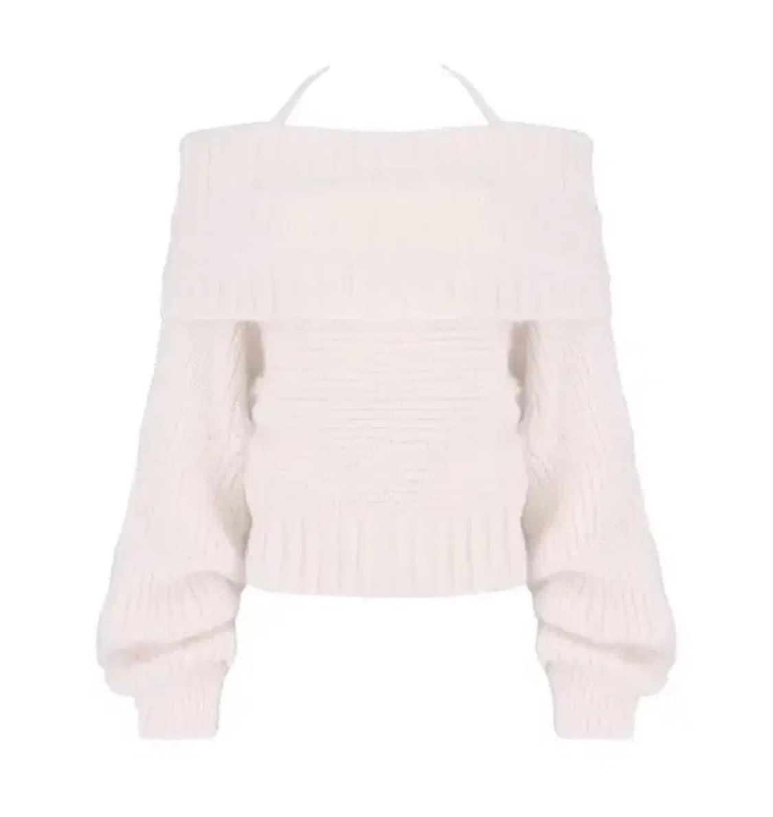 [새상품] 클리시어 팔레트 니트 핑크 리본 오프숄더 윈터 김유연 상품이미지1