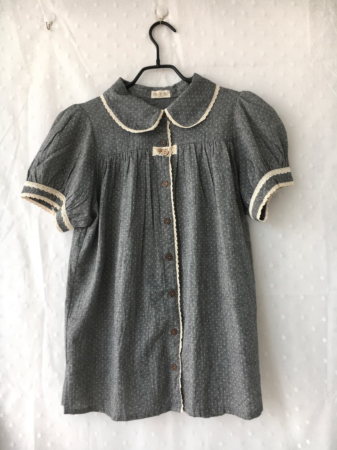 [Hand Made] 핸드메이드 도트 반팔 블라우스 모리걸 상품이미지3