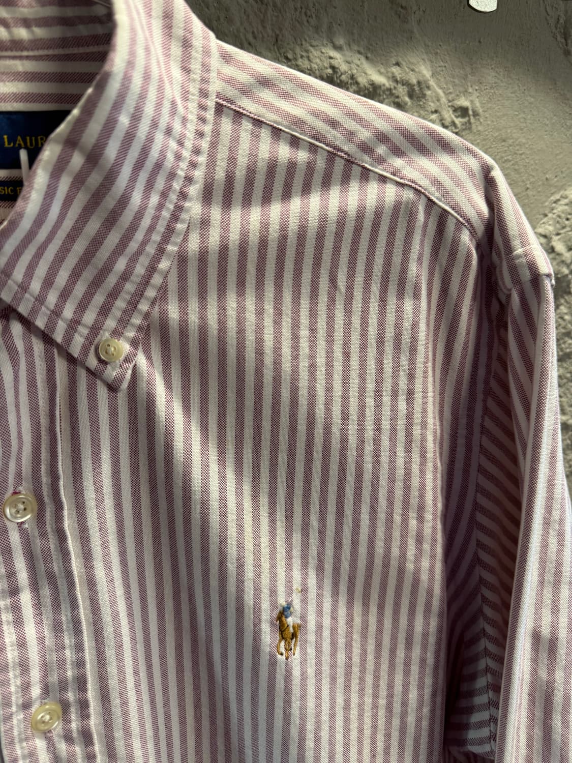 폴로 랄프로렌 클래식핏 스트라이프 버튼다운 셔츠 퍼플 M 상품이미지3