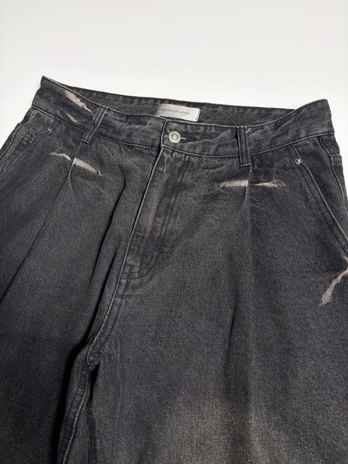 메종미네드 블랙 워싱 와이드 데님 팬츠 R1680 상품이미지2