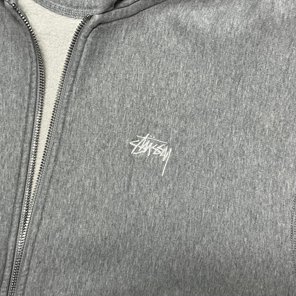 [L] 스투시 스탁 로고 집업 후드 그레이 헤더 상품이미지3
