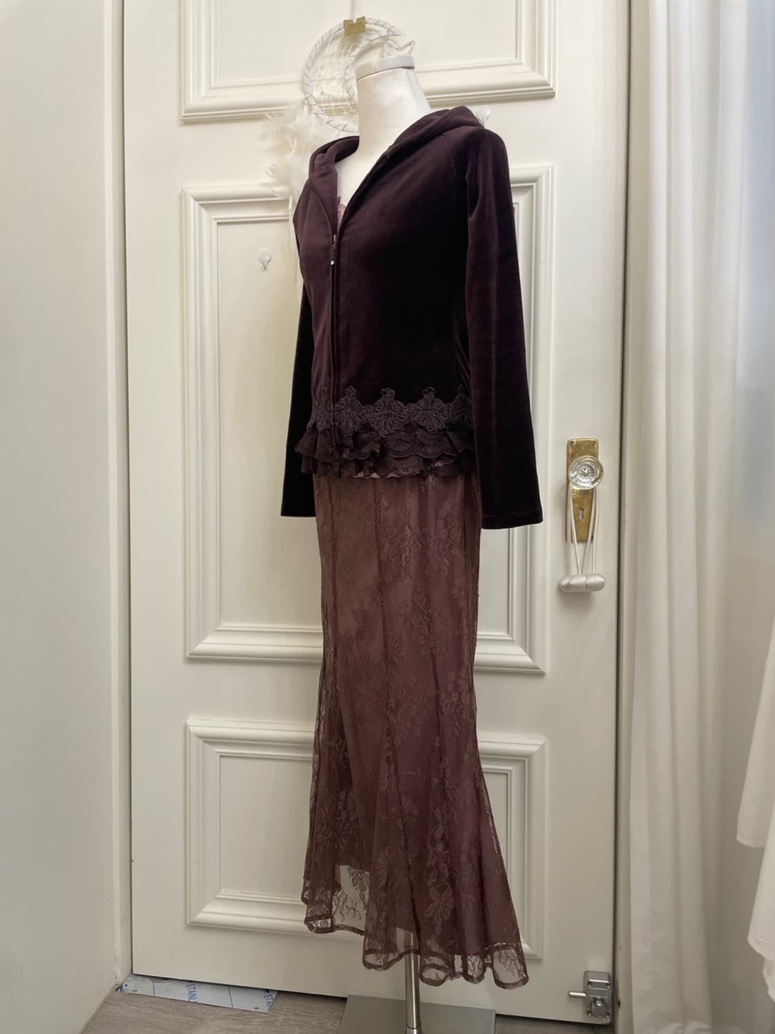 SNIDEL back banding mermaid long lace sk 상품이미지7