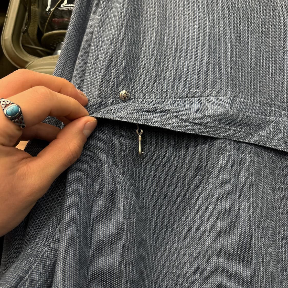 90s 할리데이비슨 듀얼지퍼 메탈버튼 샴브레이 워크셔츠 N199 상품이미지5