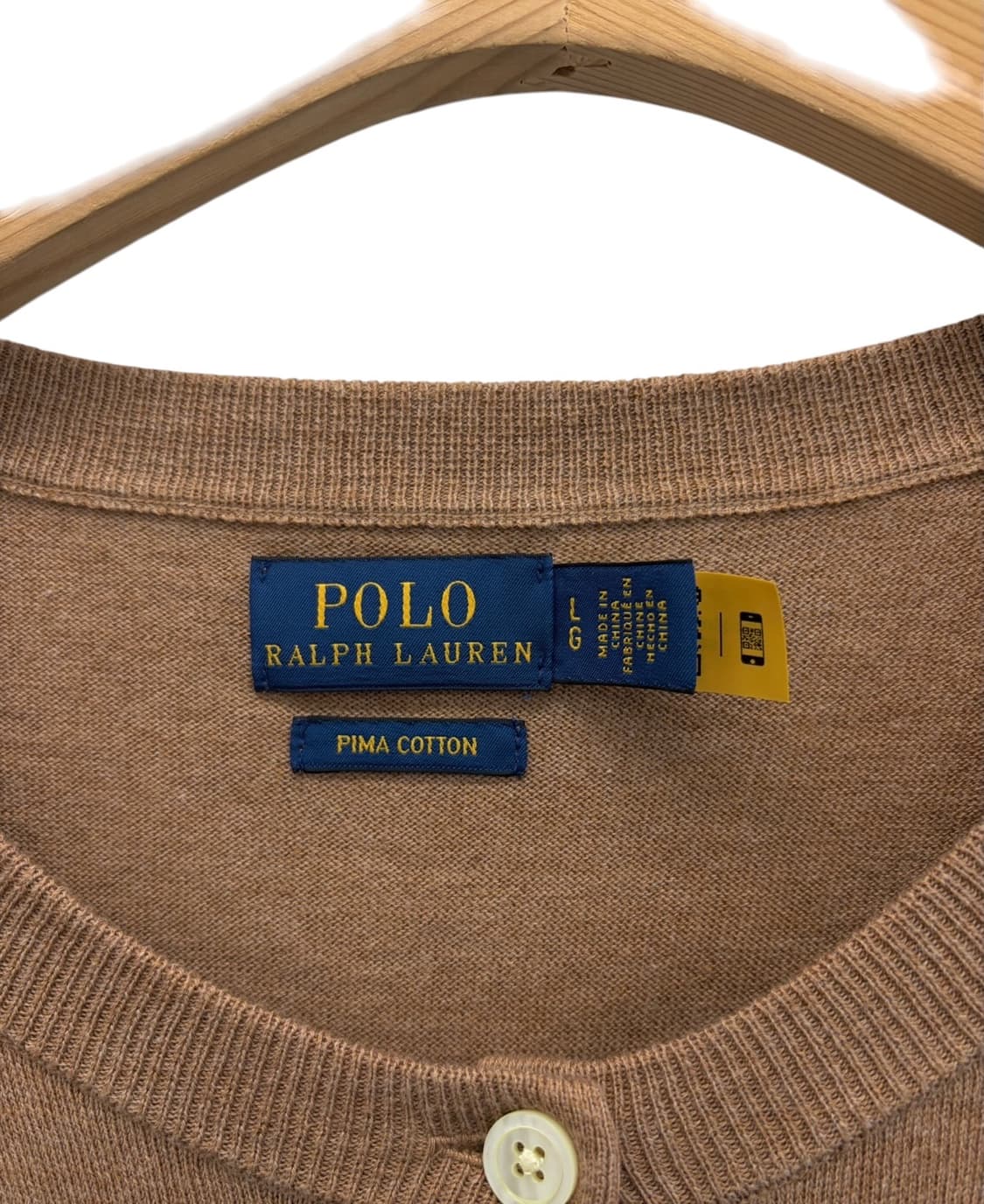 폴로 QR신형 피마코튼 라운드넥 가디건 브라운베이지 (여성L) 상품이미지3