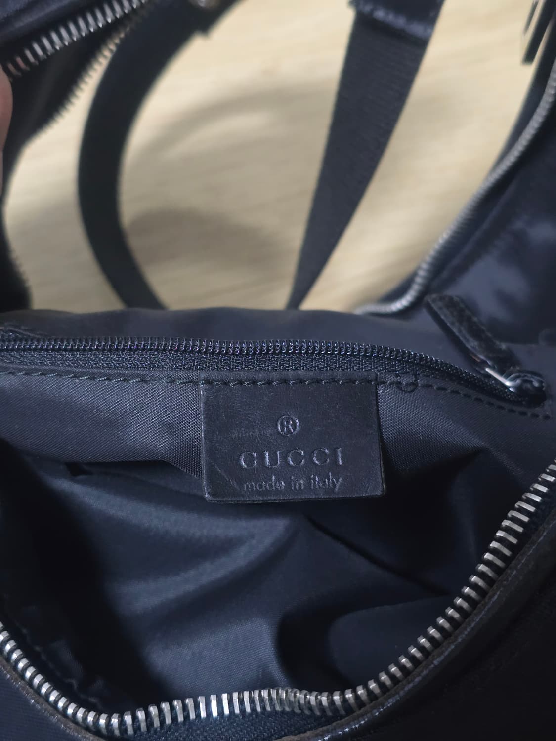 구찌 나일론 레더 콤비 블랙 호보백 상품이미지7