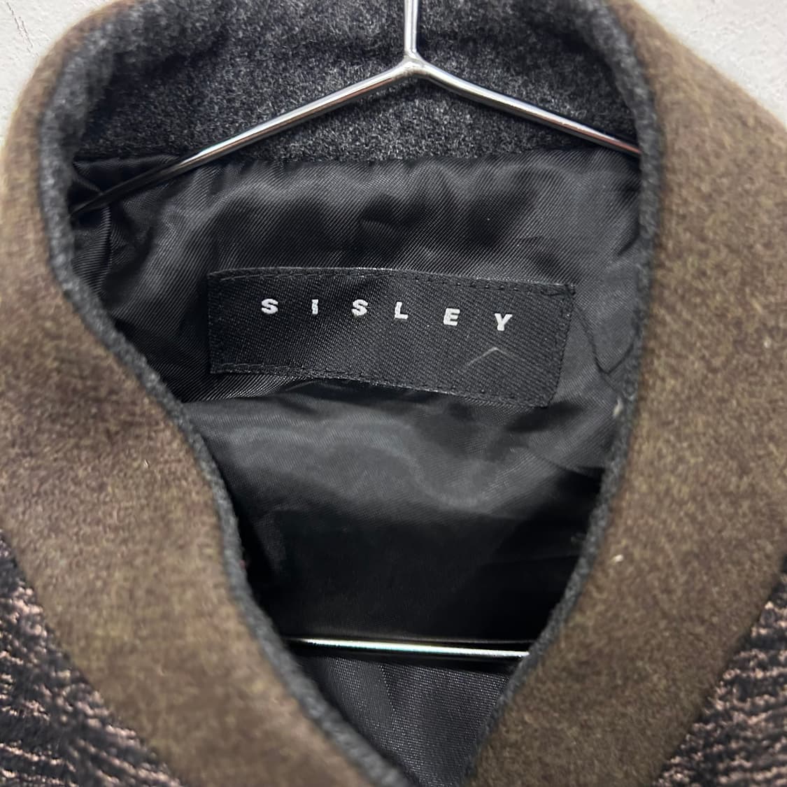 시슬리 멀티컬러 울모직 사선 롱코트 상품이미지3