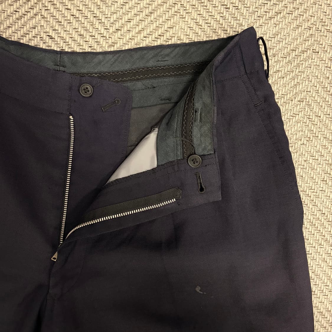 요지 야마모토 네이비 투턱 모직 슬랙스 v1028 상품이미지6