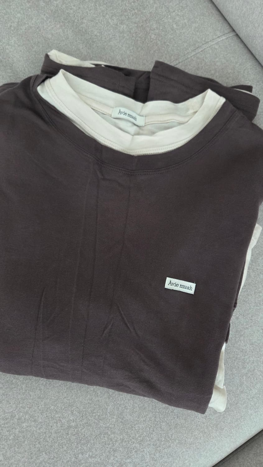 아비에무아 더블 레이어드 티셔츠 브라운 상품이미지6