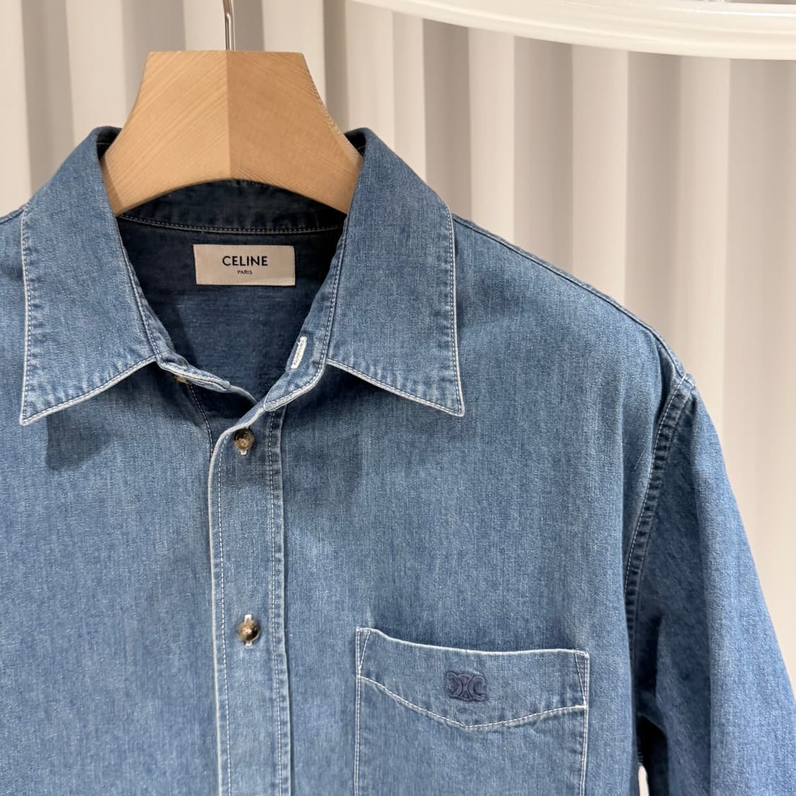 (A+/M) / 셀린느 로고 코튼 데님 유니언 오션 워시 반팔 셔츠 상품이미지4