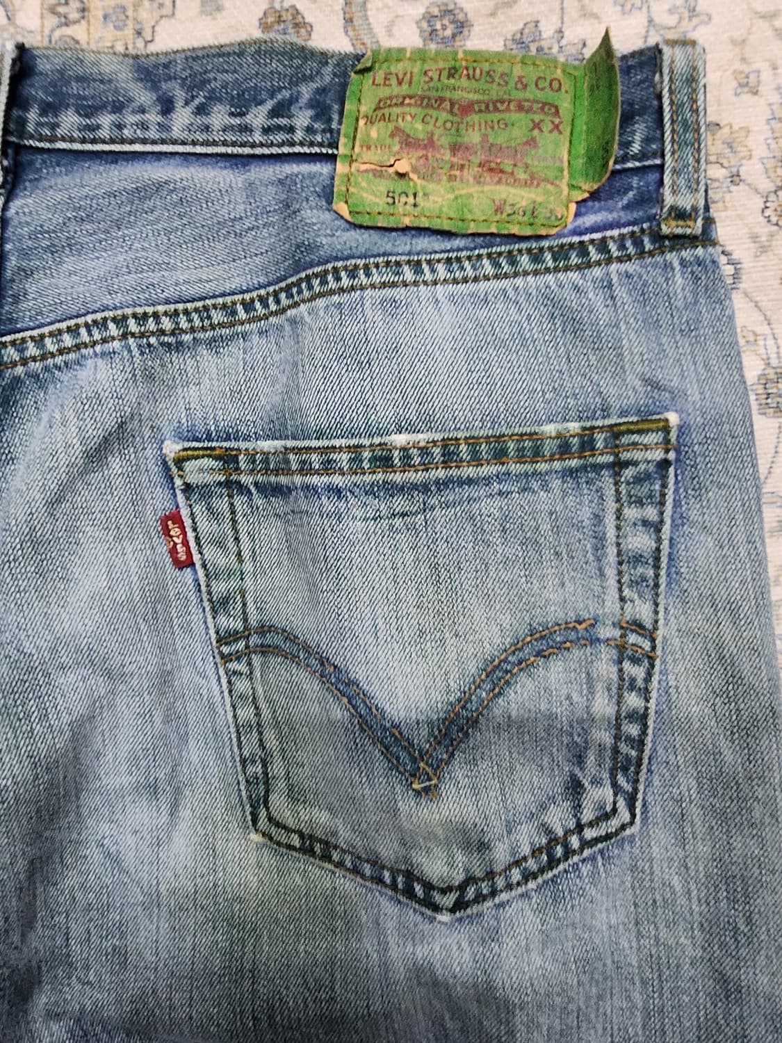 리바이스 빈티지 501 데미지 데님 36/36 상품이미지3