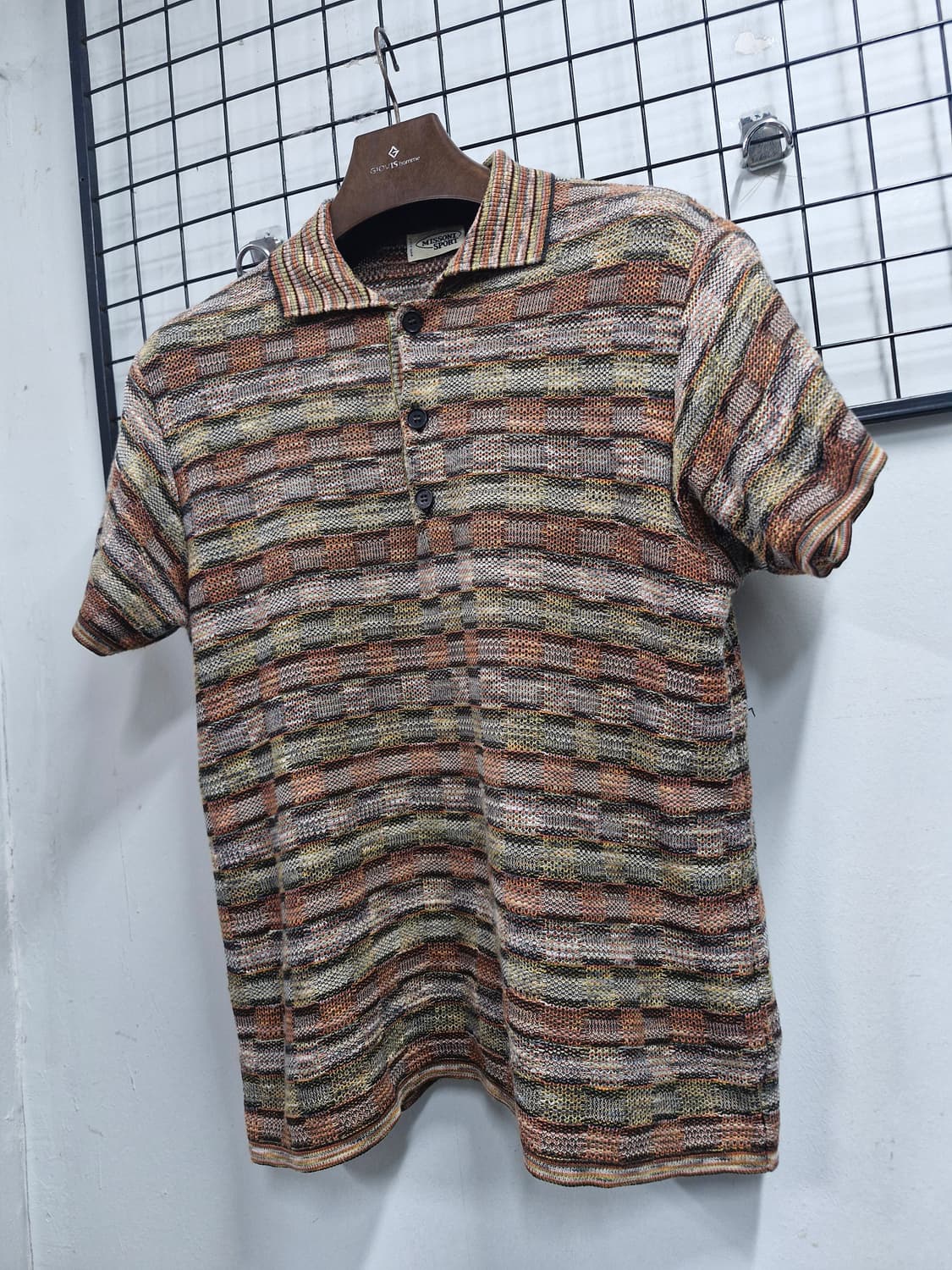 95M 미쏘니 스포츠 빈티지 반팔 카라 니트. 상품이미지3