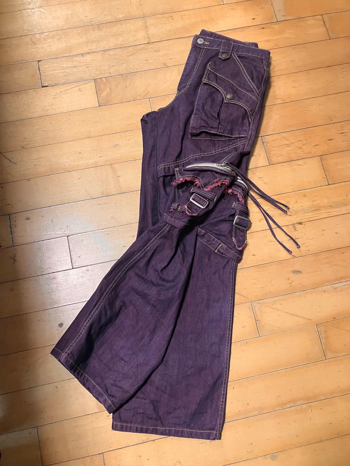 Japanese 90s Y2K 멀티포켓 퍼플 카고 팬츠 33 상품이미지4