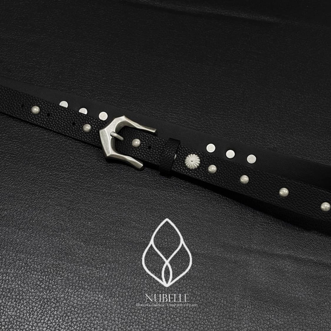 🌗 Flower stud belt / 에스닉 플라워 스터드 가죽 벨트 상품이미지6