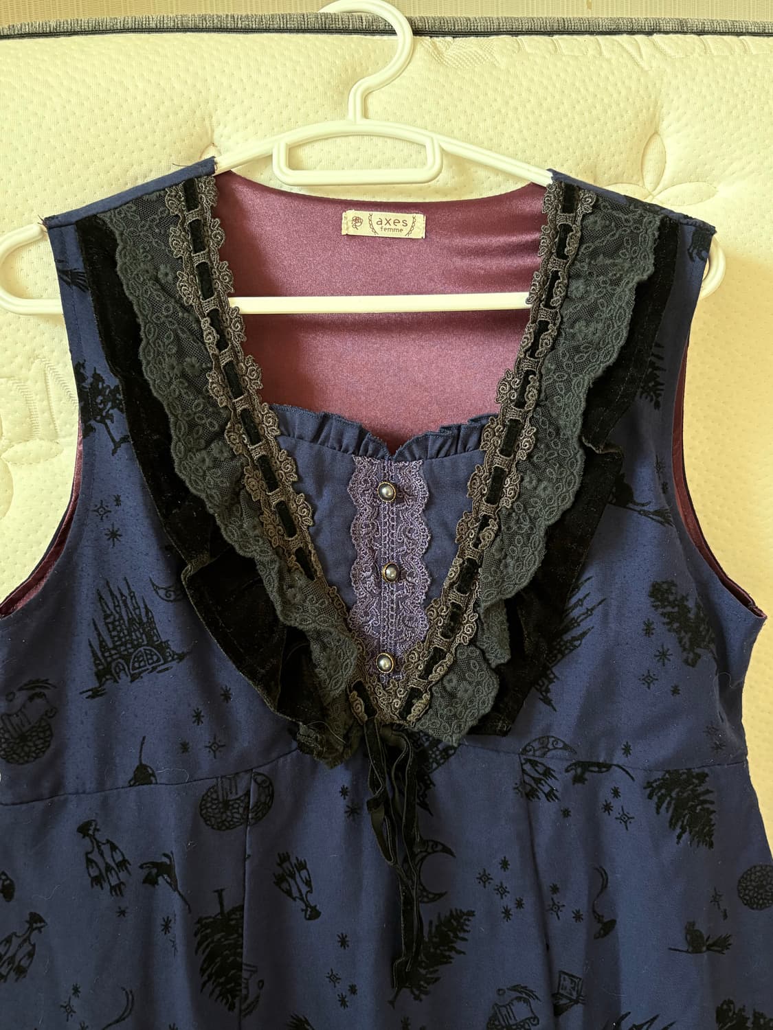 엑시즈팜 벨벳 카라포인트 대장 패턴원피스 상품이미지2