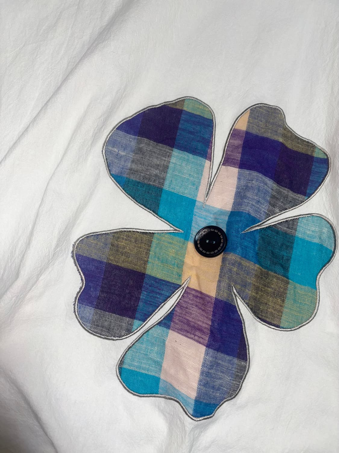 Hanahana 플라워 체크 패치 버튼 반팔 상품이미지2