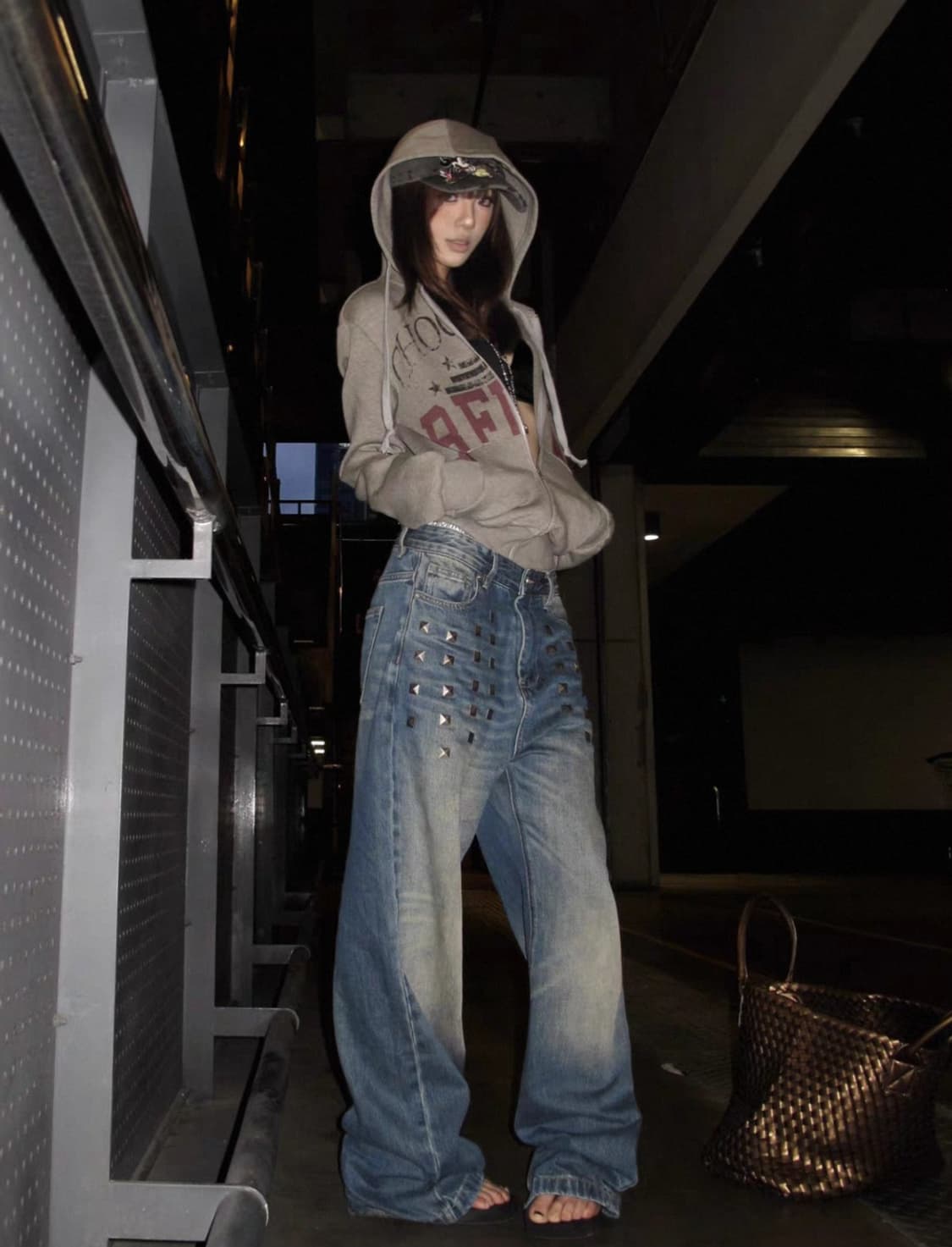 no E mosen 워시드 스터드 팬츠 블루 1 상품이미지2