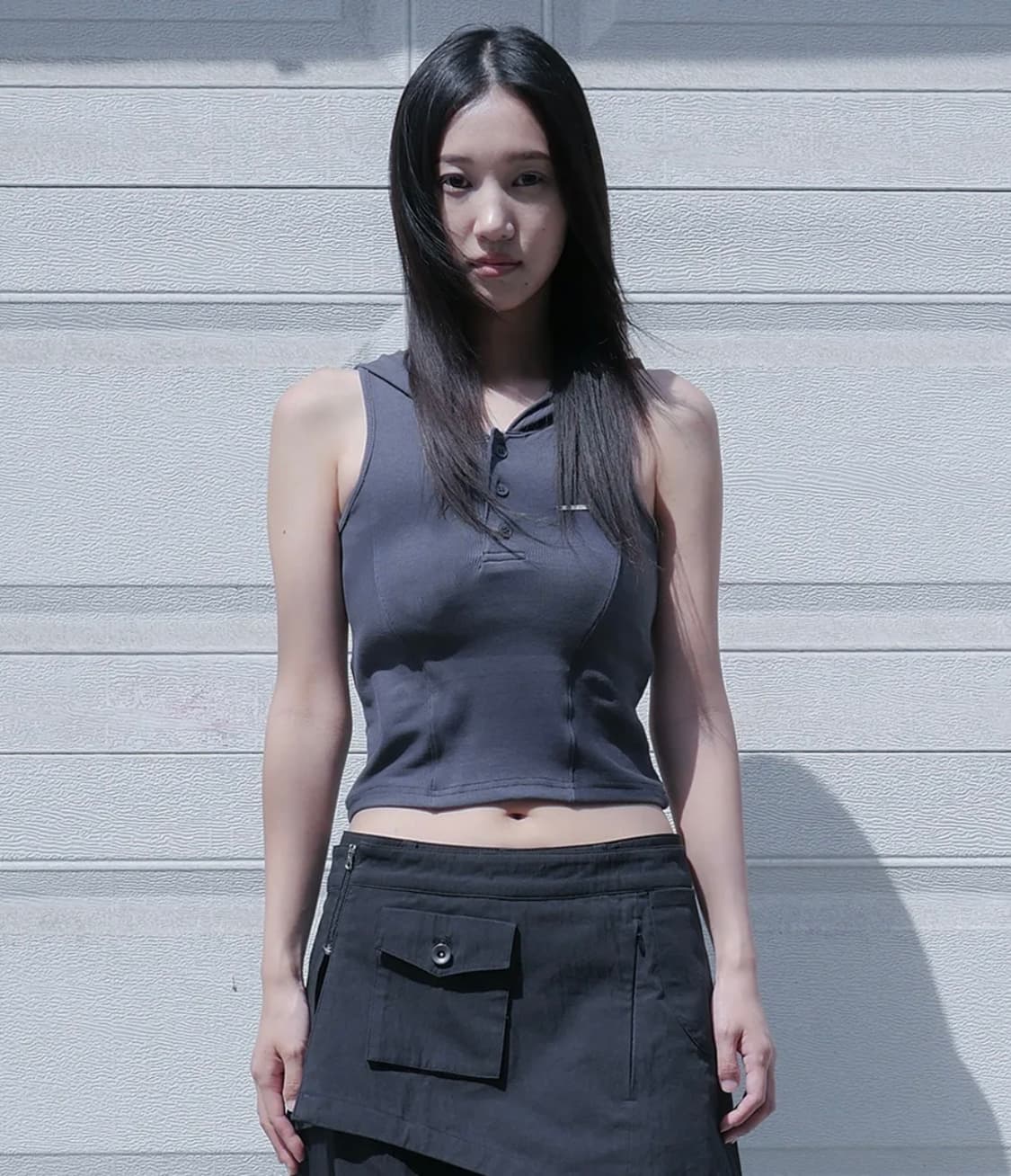 Line hoodie vest CHARCOAL 상품이미지2