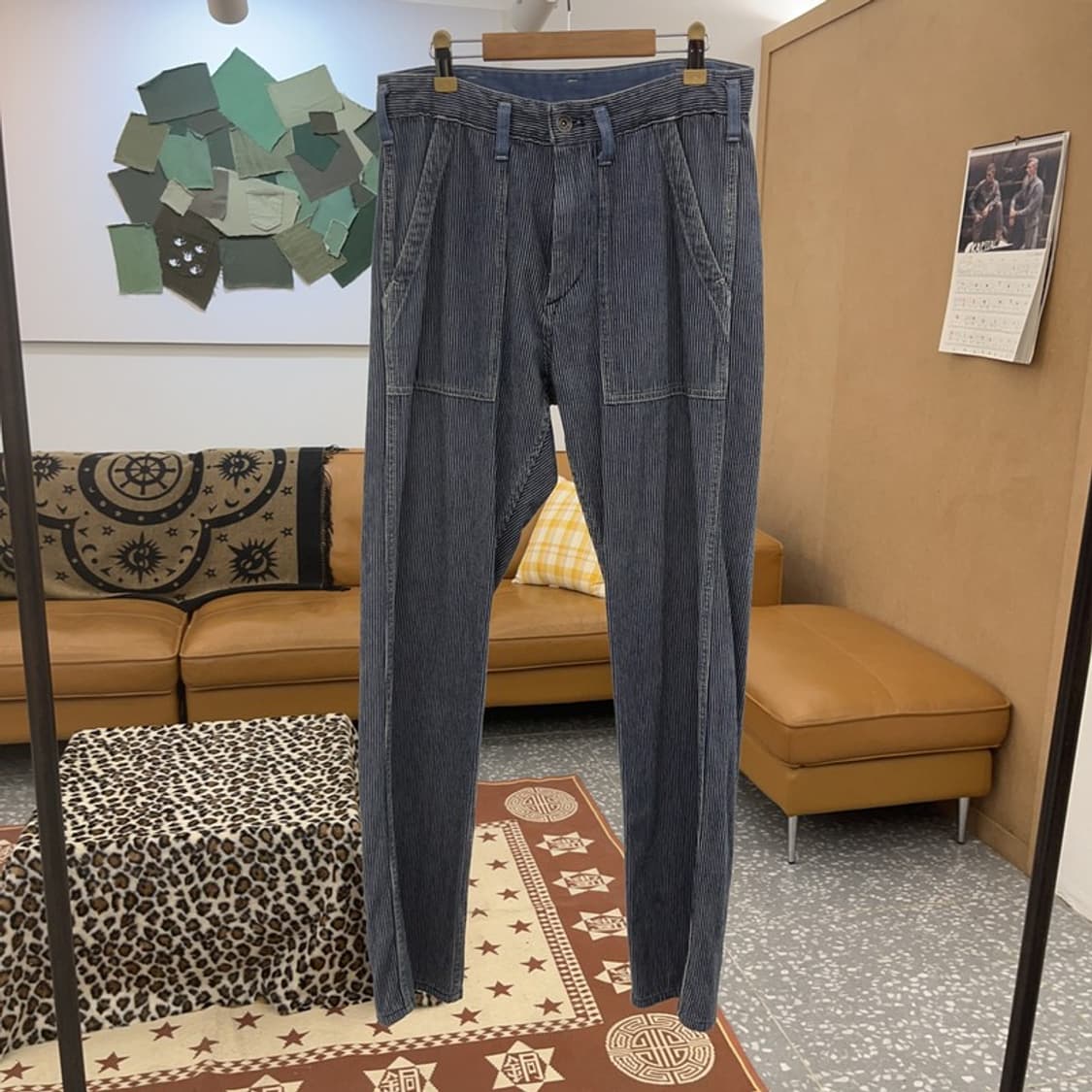 빈티지 빅포켓 캐주얼 유니크 스트라이프 면바지 S C08870 상품이미지3