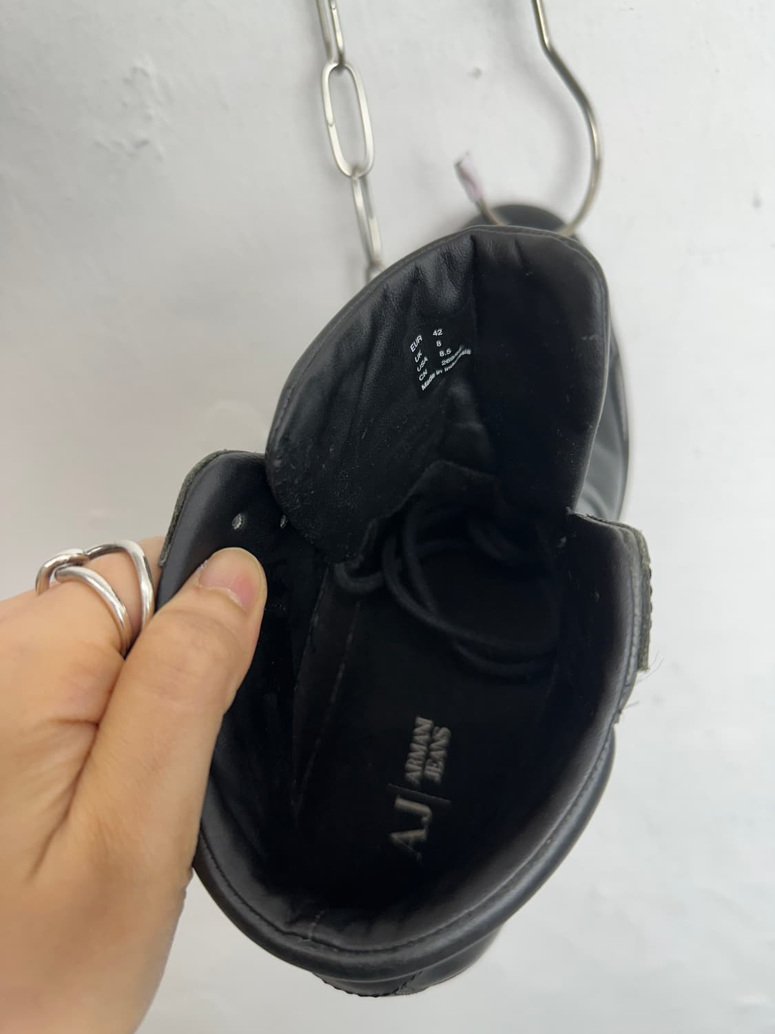 Armani Jeans Logo Black Leather High-Top 상품이미지8