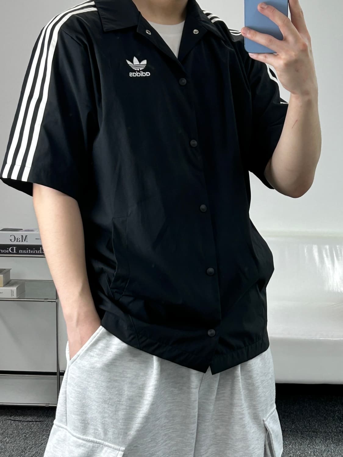 아디다스 빅로고 반팔 코치자켓 M 상품이미지7