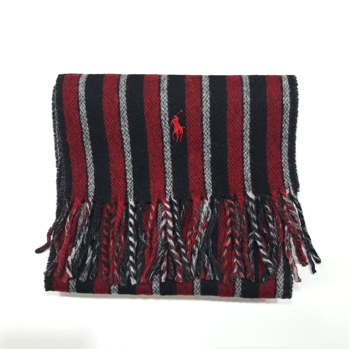 MX458 폴로 이태리판 버진울 스트라이프 버건디 머플러 목도리 상품이미지7