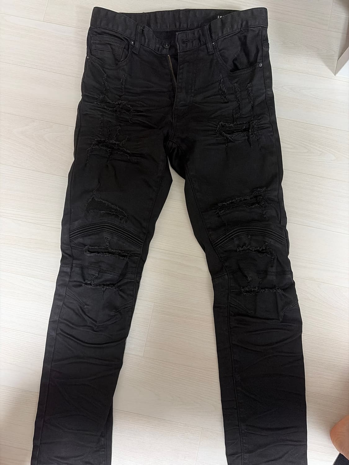 스모크라이즈 블랙 데미지 스키니진  상품이미지1