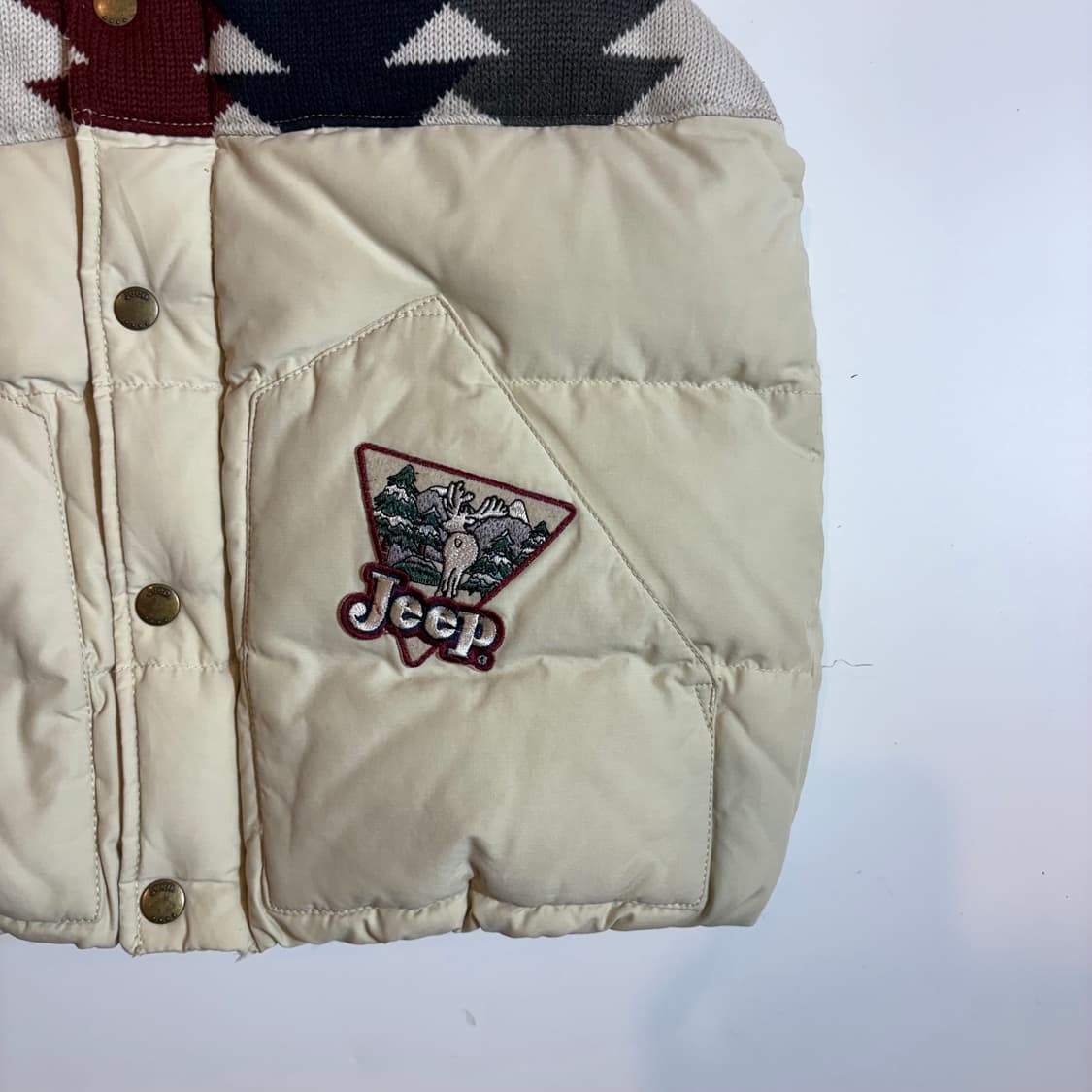 Jeep 지프 패턴 니트 믹스 패딩 후드 베스트 상품이미지2