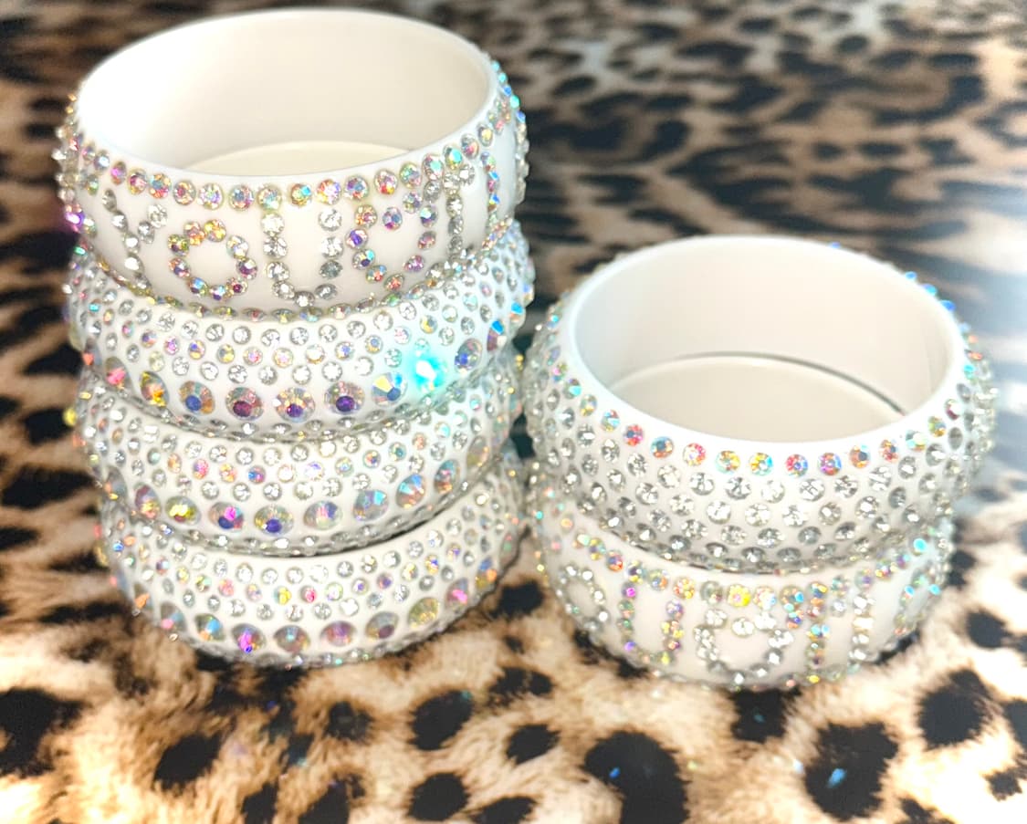 시부야 갸루 화이트 큐빅 뱅글 팔찌 상품이미지4