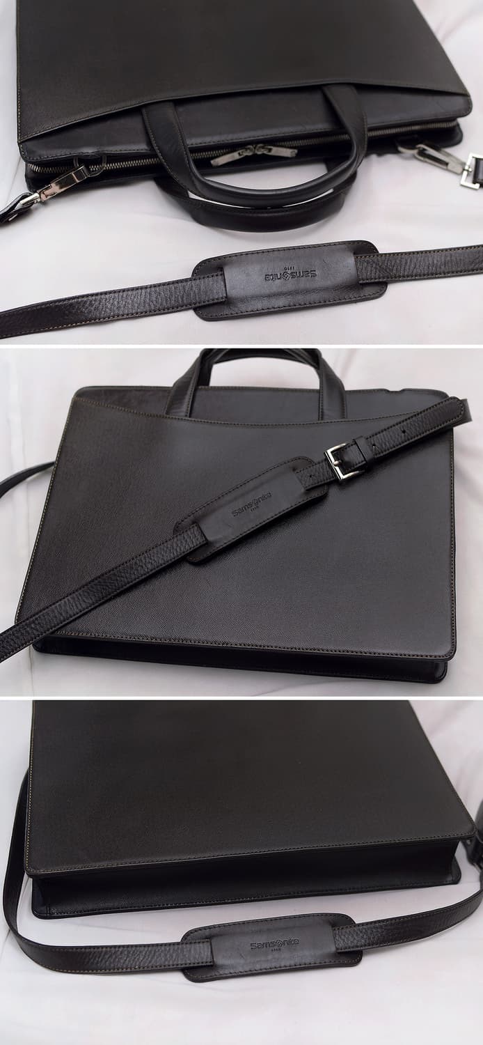 쌤소나이트 폴리오 풀그레인 사피아노 레더 슬림 브리프케이스 상품이미지4