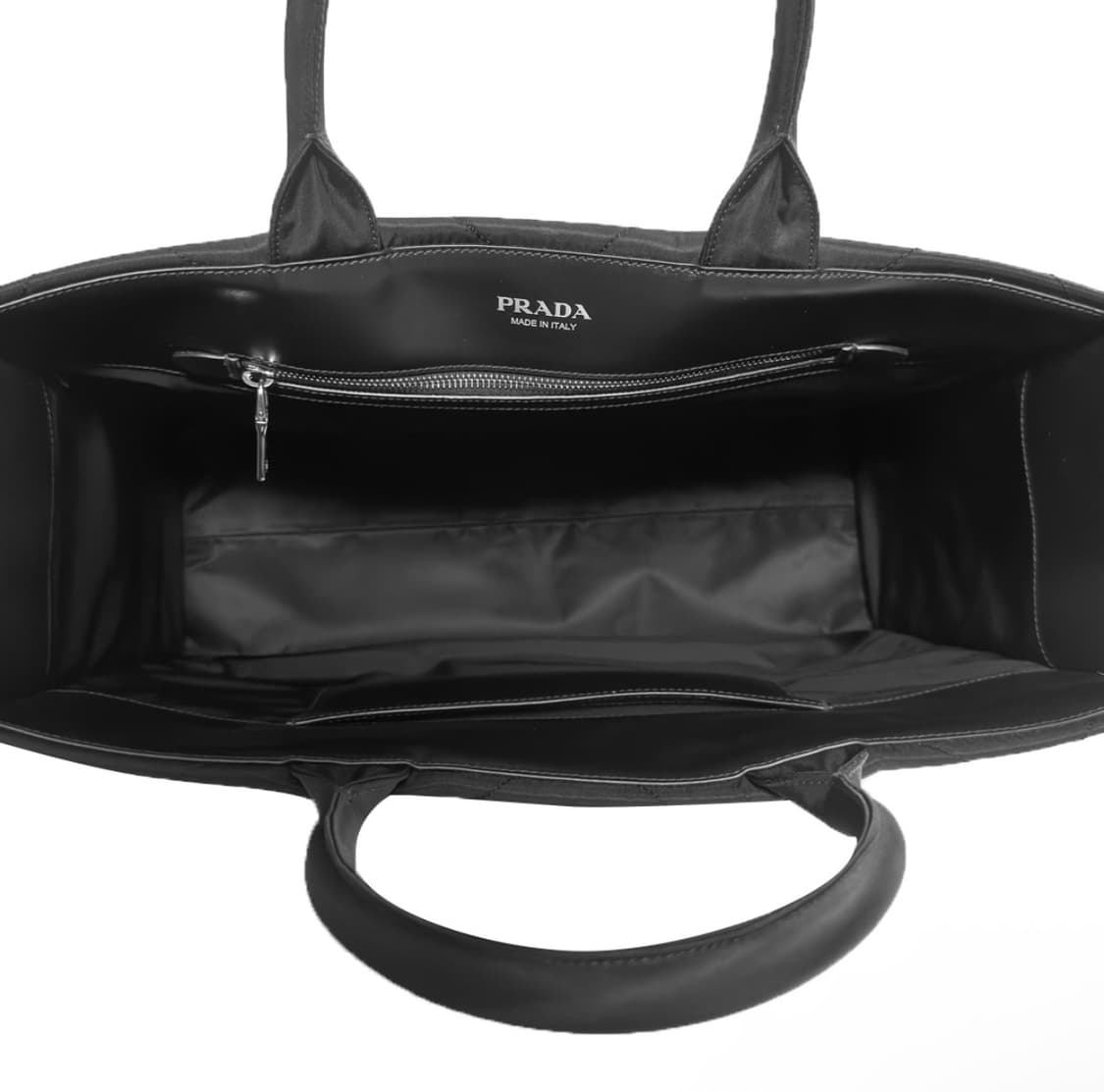 [OS] 프라다 여성 리나일론 삼각로고 탑스티칭 퀄팅 쇼핑백 토트백 블랙 상품이미지8