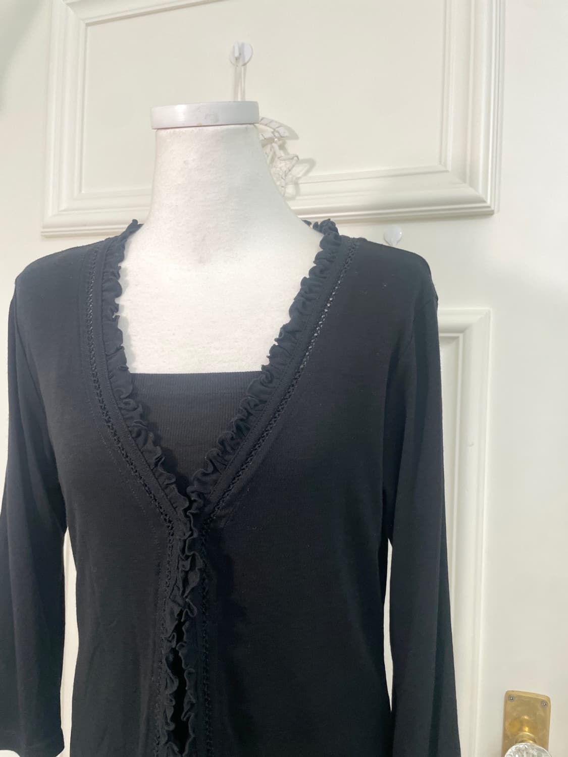 black ruffle point cotton cardigan 상품이미지7