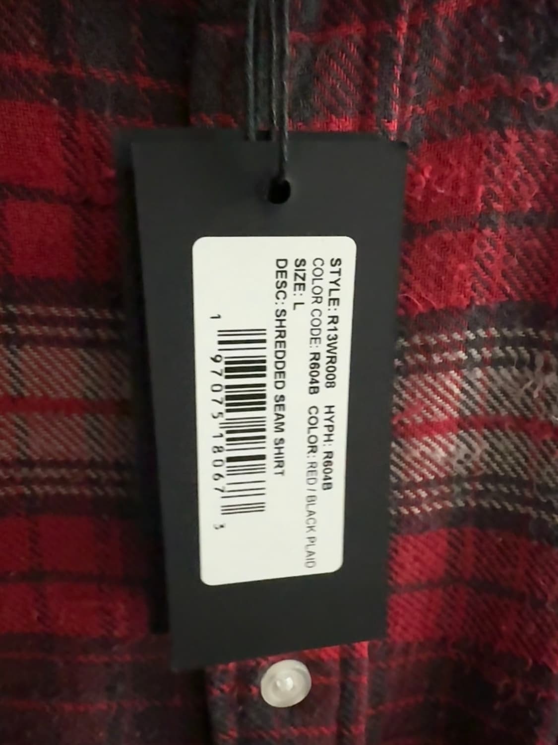 R13 SHREDDED SEAM SHIRT (L사이즈) 상품이미지2