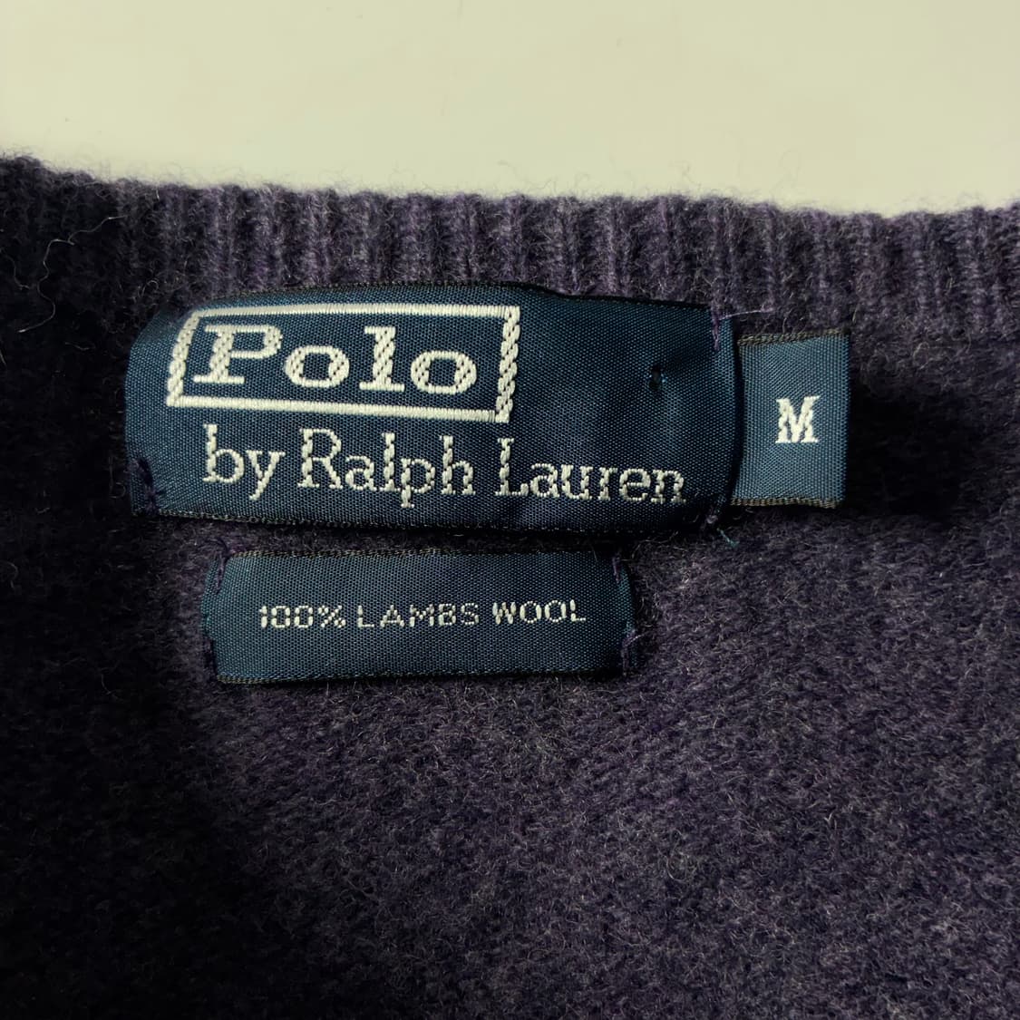 Polo  폴로 랄프로렌 자수 램스울 퍼플 브이넥 니트  상품이미지4