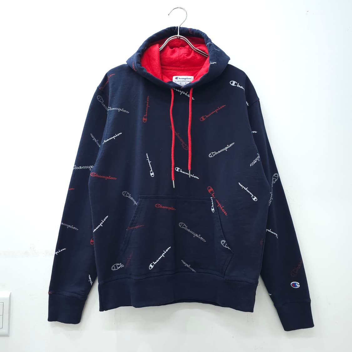 챔피온 로고 네이비 후드티셔츠 기모 상품이미지1