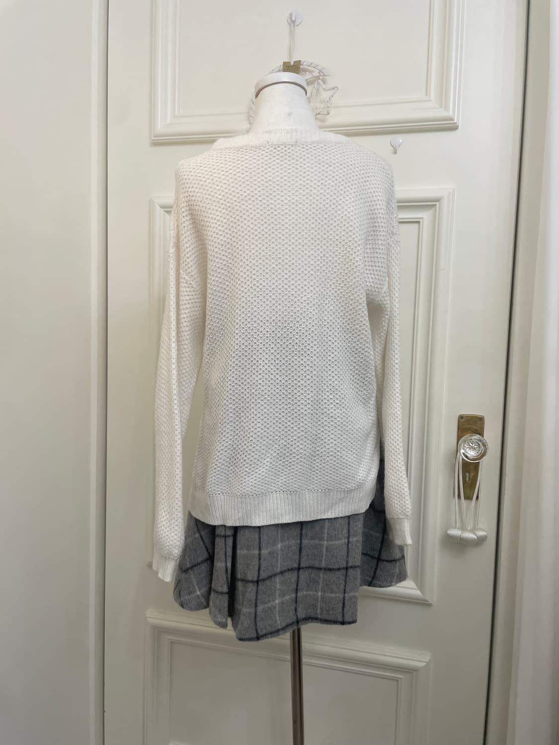 gray check pleats point midi skirt 상품이미지8