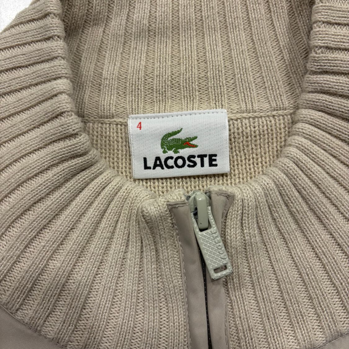 [4] Lacoste 라코스테 니트 집업 가디건 베이지 D138 상품이미지5