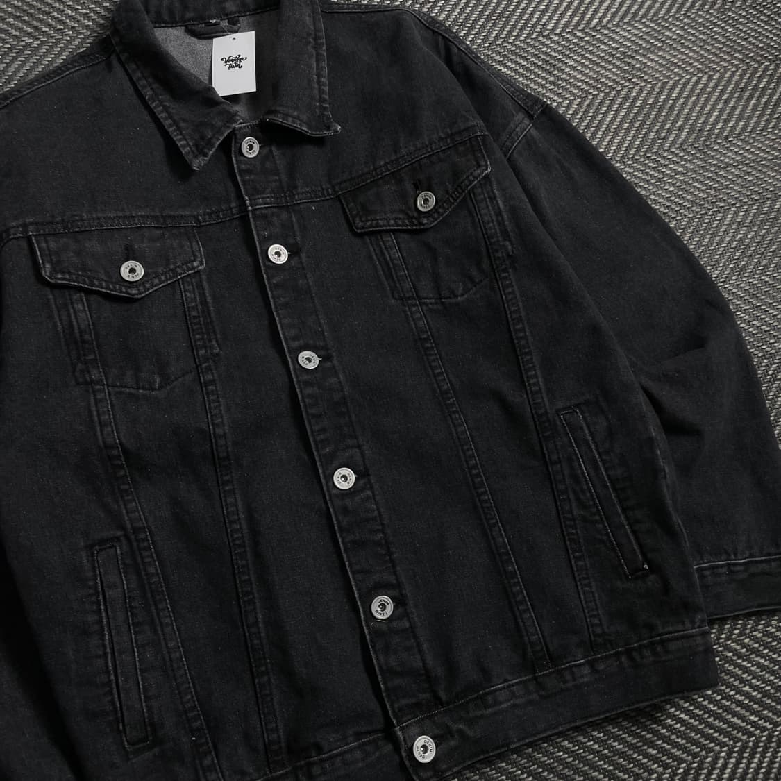 빈티지 흑청 박시핏 데님 트러커 자켓 o 4298 상품이미지3