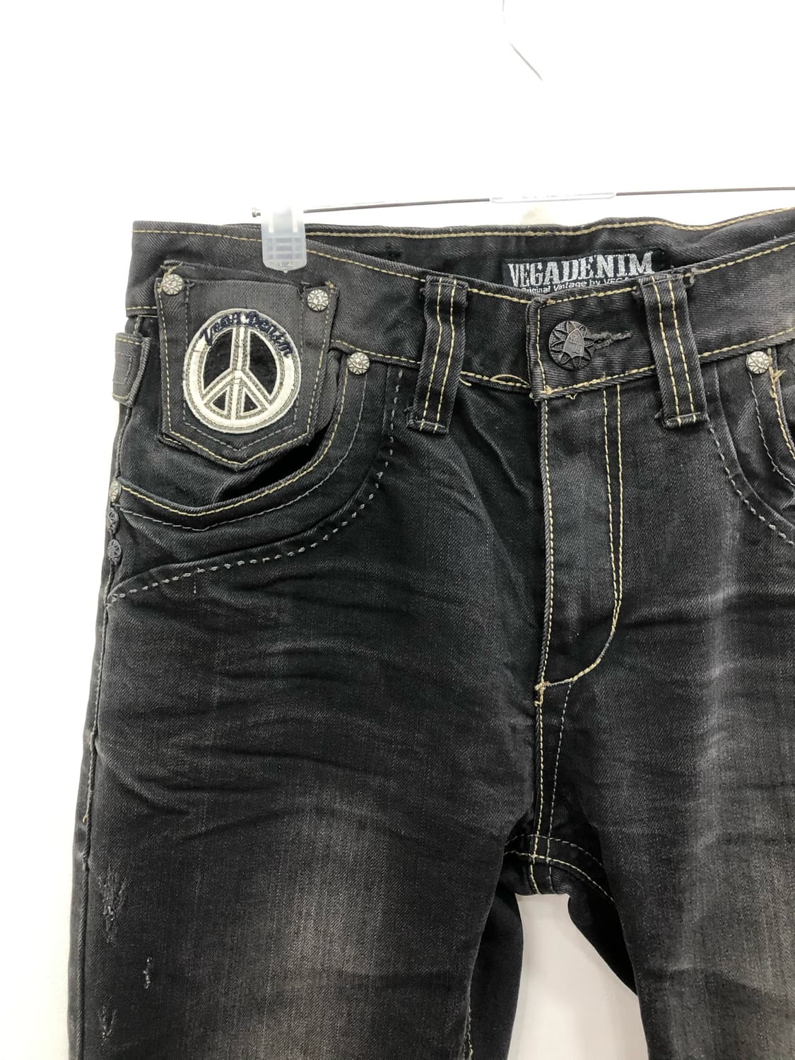 peace patch dark denim straight jeans 상품이미지3