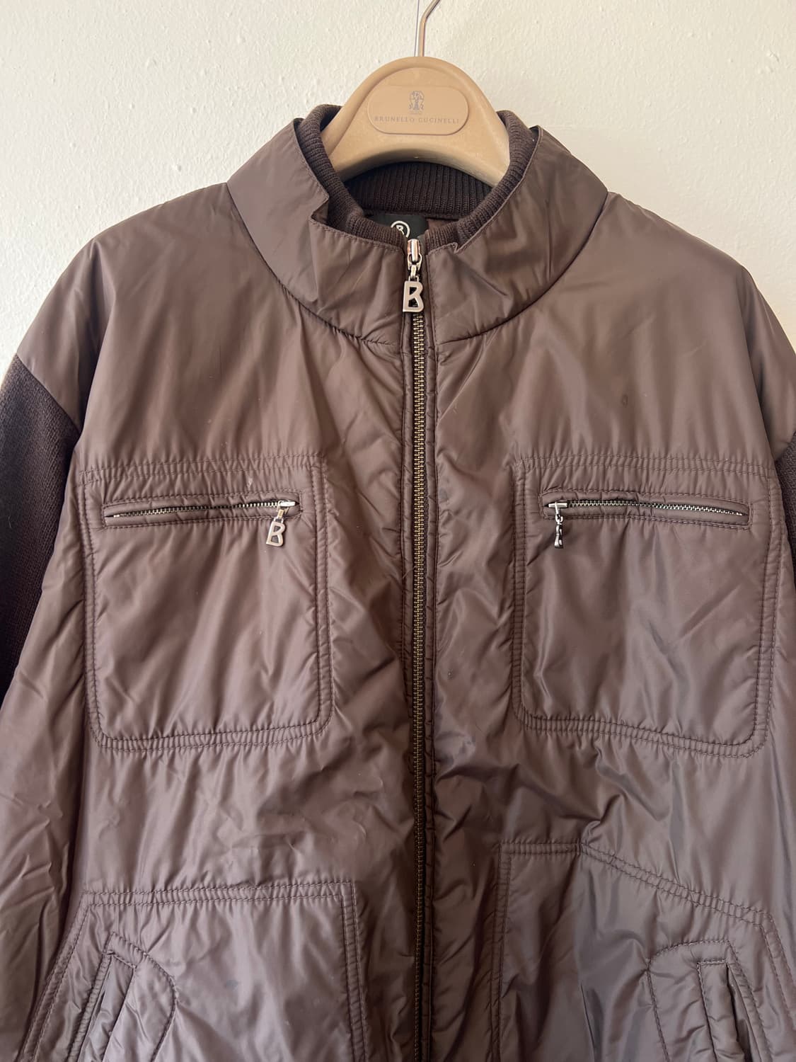 보그너 남성 브라운 울방풍집업점퍼 골프니트점퍼 상품이미지1