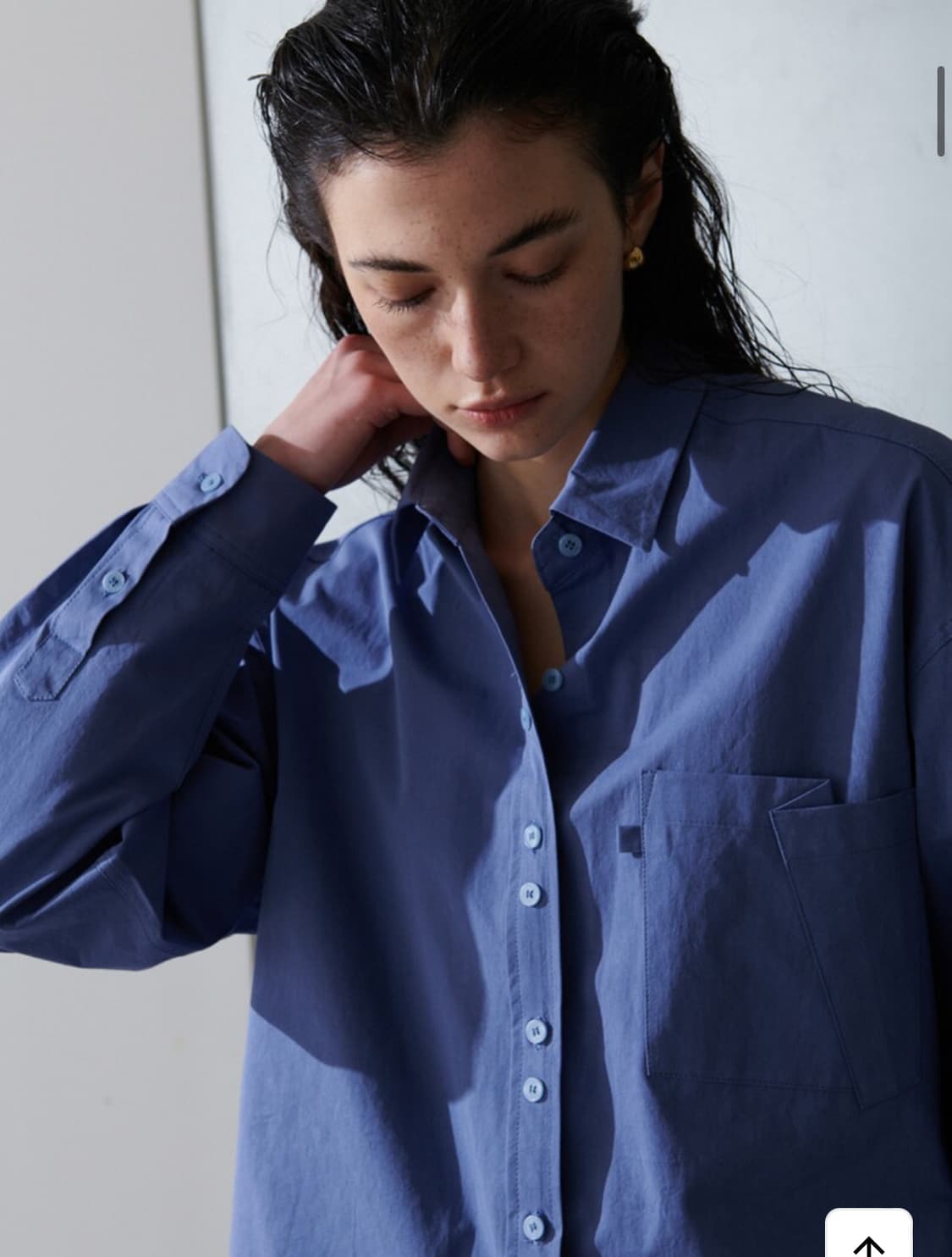 오데스 Ordes 더블 버튼 셔츠 블루 상품이미지5