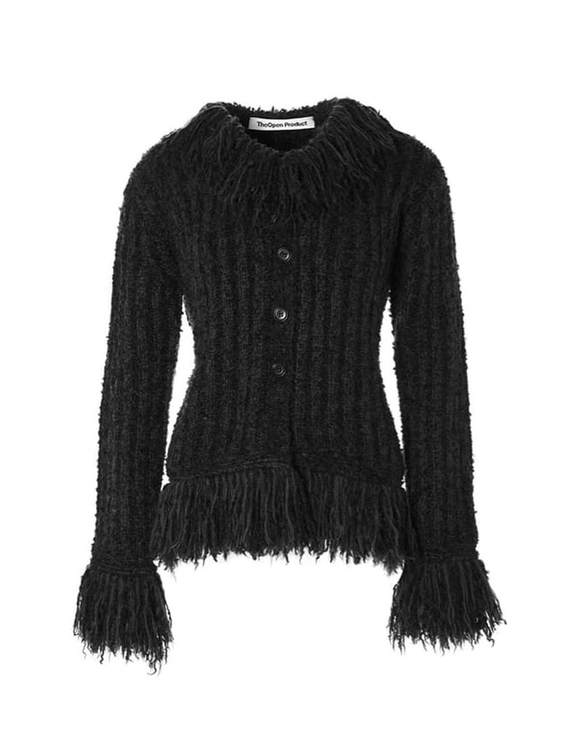 오픈와이와이 프린지 디테일 가디건 차콜 상품이미지1