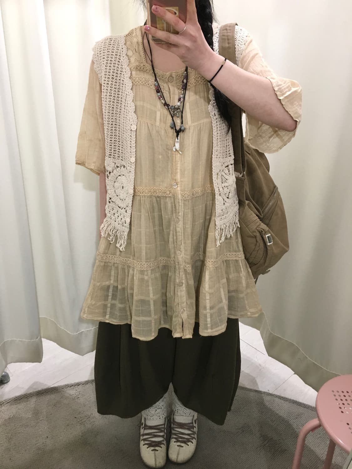 hippie check two-way blouse 상품이미지4
