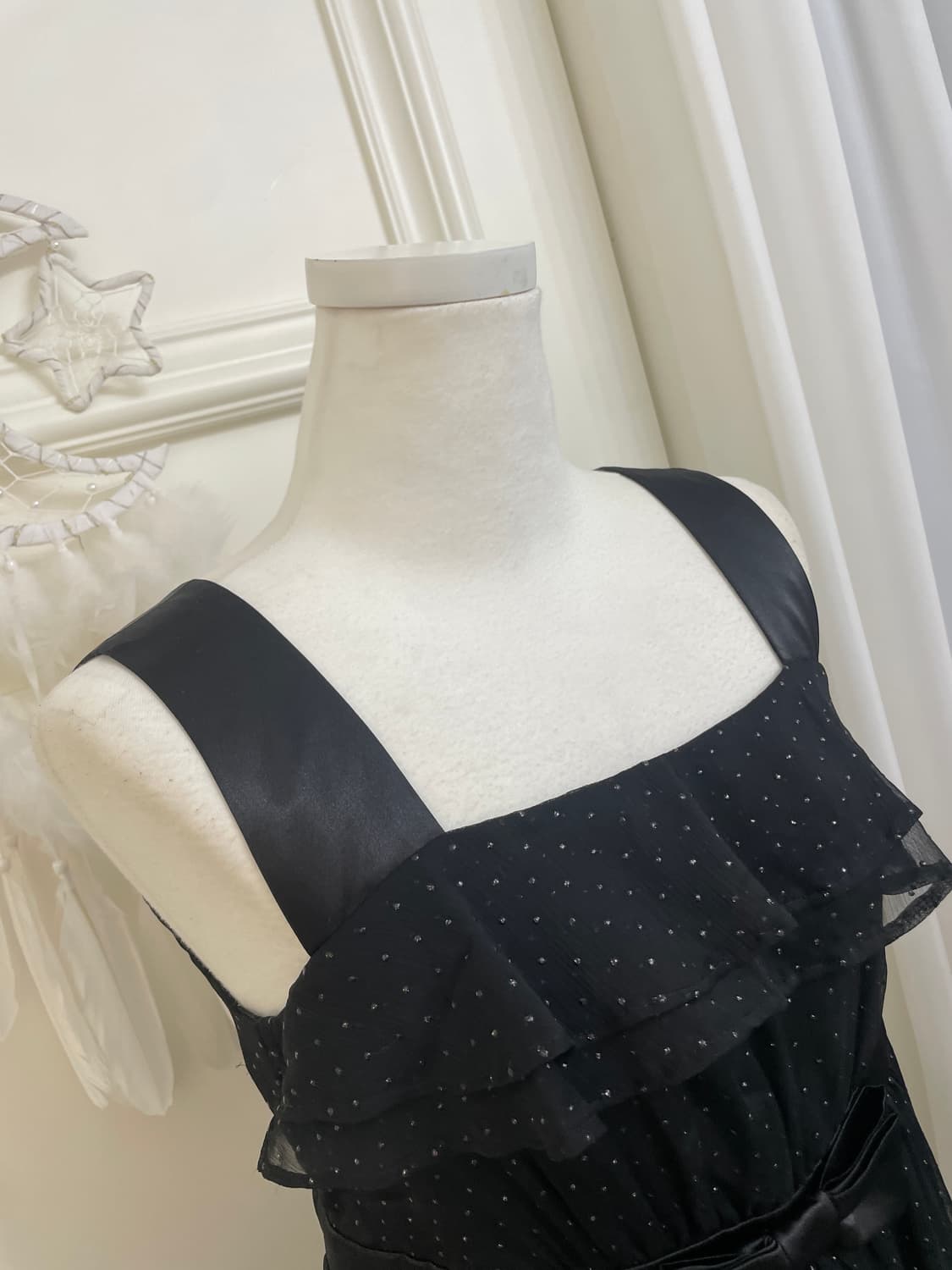 black twinkle dot ruffle bow cute opc 상품이미지8