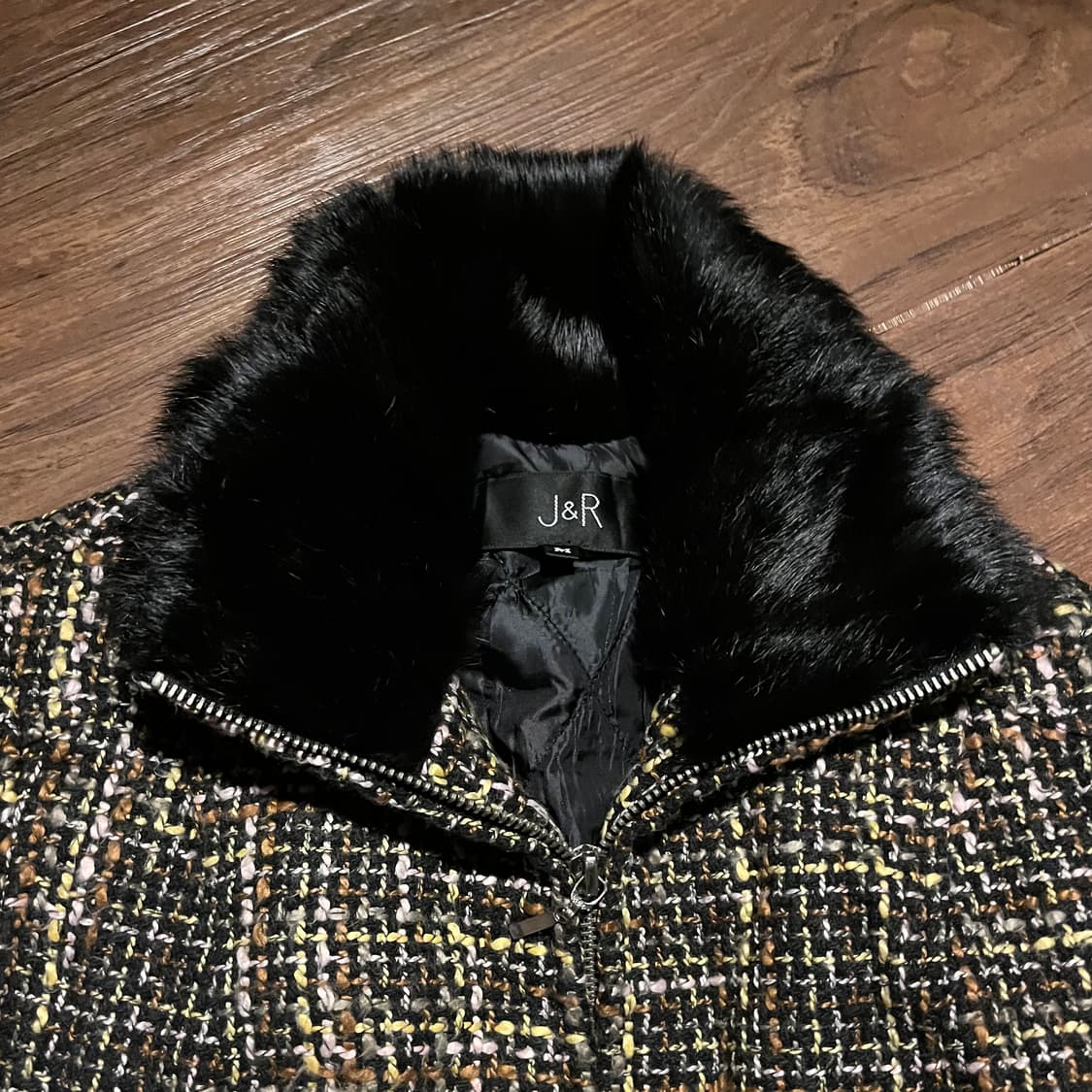 Japanese Vintage 래빗 퍼 그런지 자카드 퍼 자켓 상품이미지5