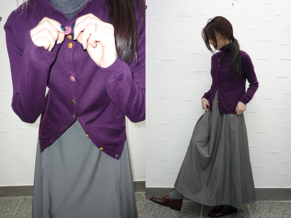 Buttons detail purple cardigan 상품이미지1
