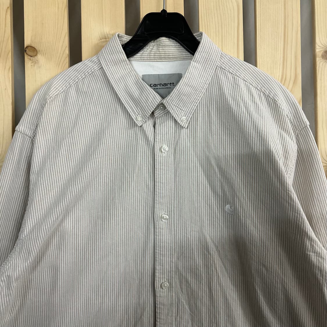 (XL) 칼하트 WIP 베이지 스트라이프 셔츠 상품이미지5